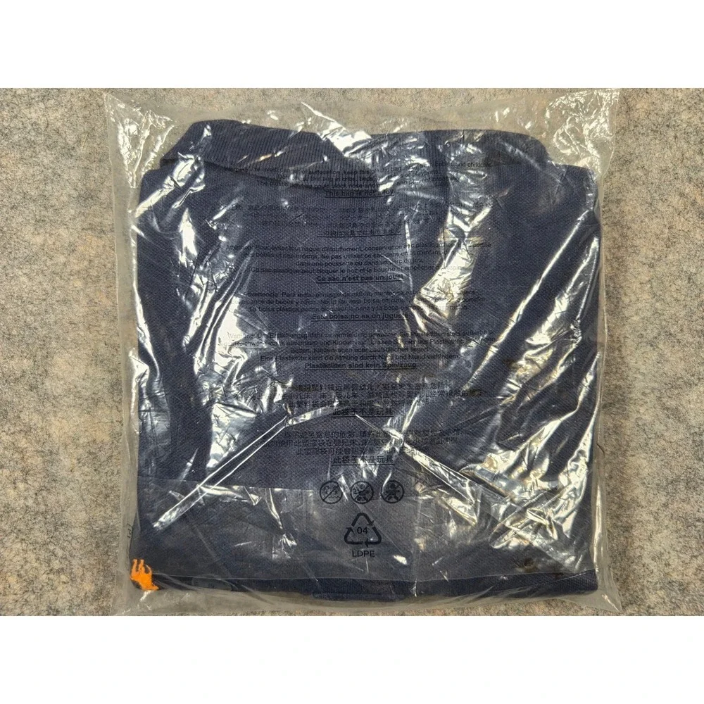 NEW Polo Ralph Lauren Mens Mesh Shirt Polo French Navy Blue Orange Pony M NWT